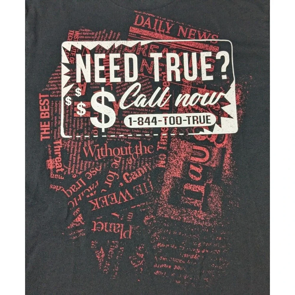TRUE RELIGION NEED TRUE? CALL NOW Men‎ Medium Black Cotton T-Shirt